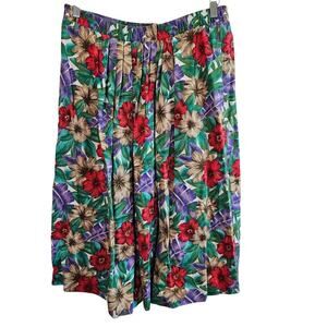 Vintage Koret Cottage 90s Skirt Womens 1X Blue Floral Midi Coquette Prairie Full